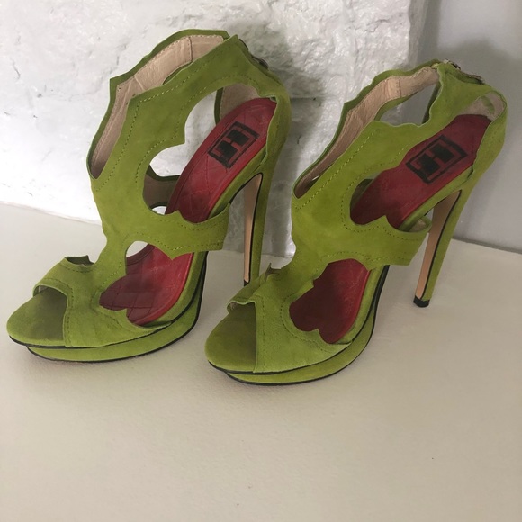 Emelio Frank Nia Platform Cutout Sandals Shoes Green 7.5 - Picture 2 of 6